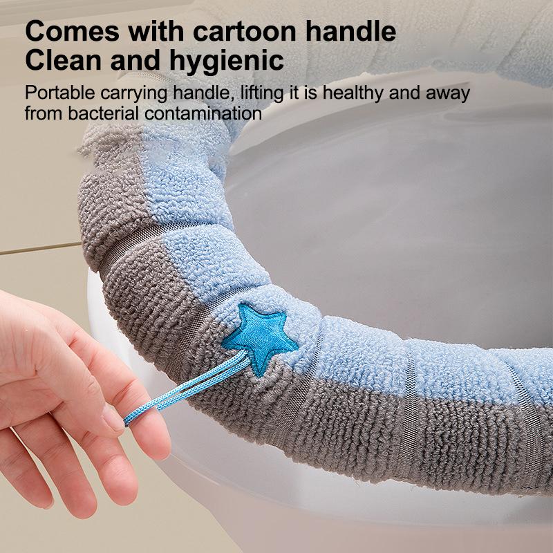 1Pc Thicker Bathroom Toilet Seat Cover Pads Soft Comfortable Toilet Seat Cushion Cover Stretchable Toilet Seat Warmer Easy Inst