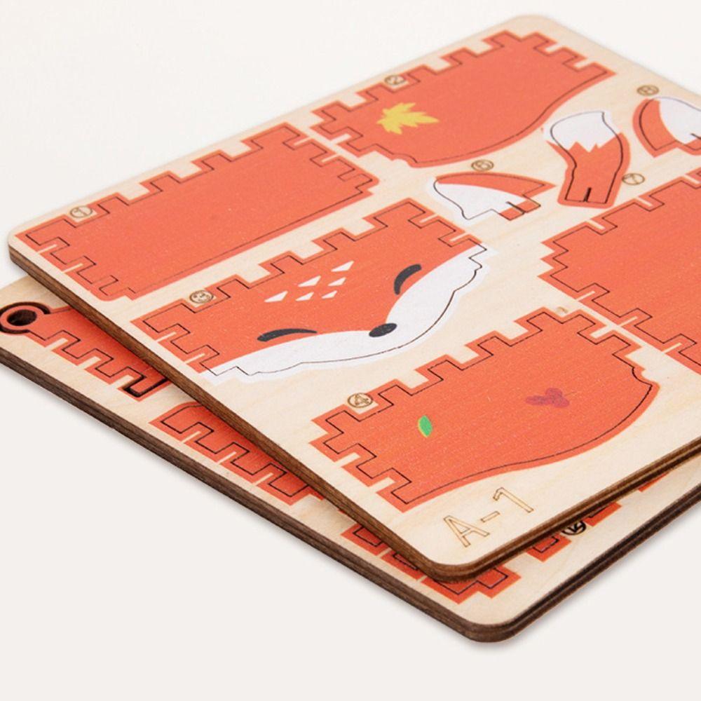 Color Print Hand Crank Musical Boxes Puzzle Structure Cartoon Animal Music Box  Children's Toys