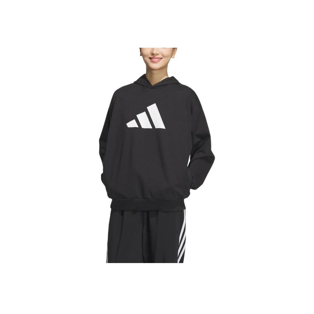 adidas Letter Logo Printed Hoodie, Unisex Soft Breathable Sports Casual Long Sleeve Hooded Sweatshirt Black JN4857