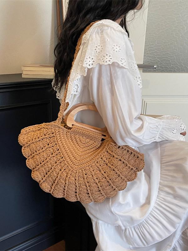 Women's Casual Loose-Fit Hollow Straw Woven Shoulder Handbag, 2026 New Vegetable Basket Design