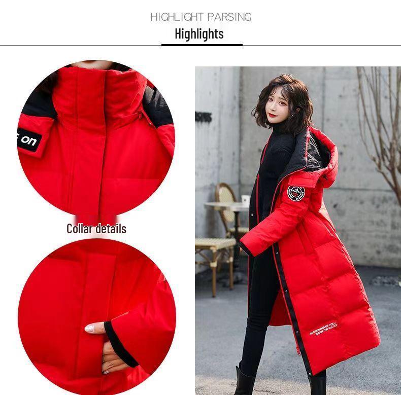 Női Középhosszú Térd Fölé Érő Koreai Stílusú Téli Kabát - Vastag, Trendi és Divatos