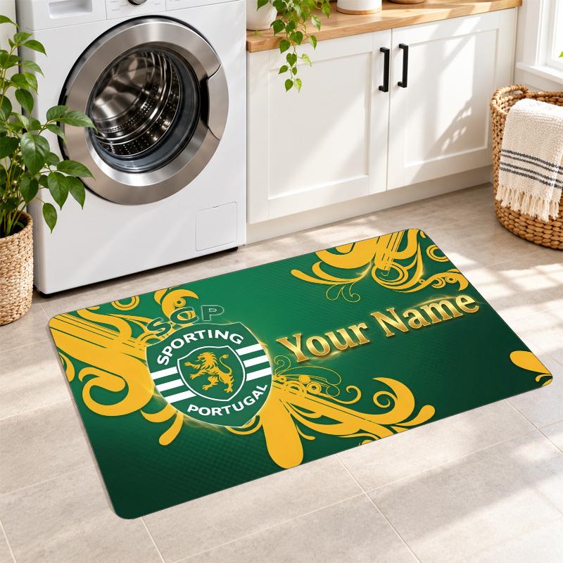 Sporting CP Custom Name Flannel Rug Kitchen Mat Non Slip Floor Carpet Personalized Home Decor