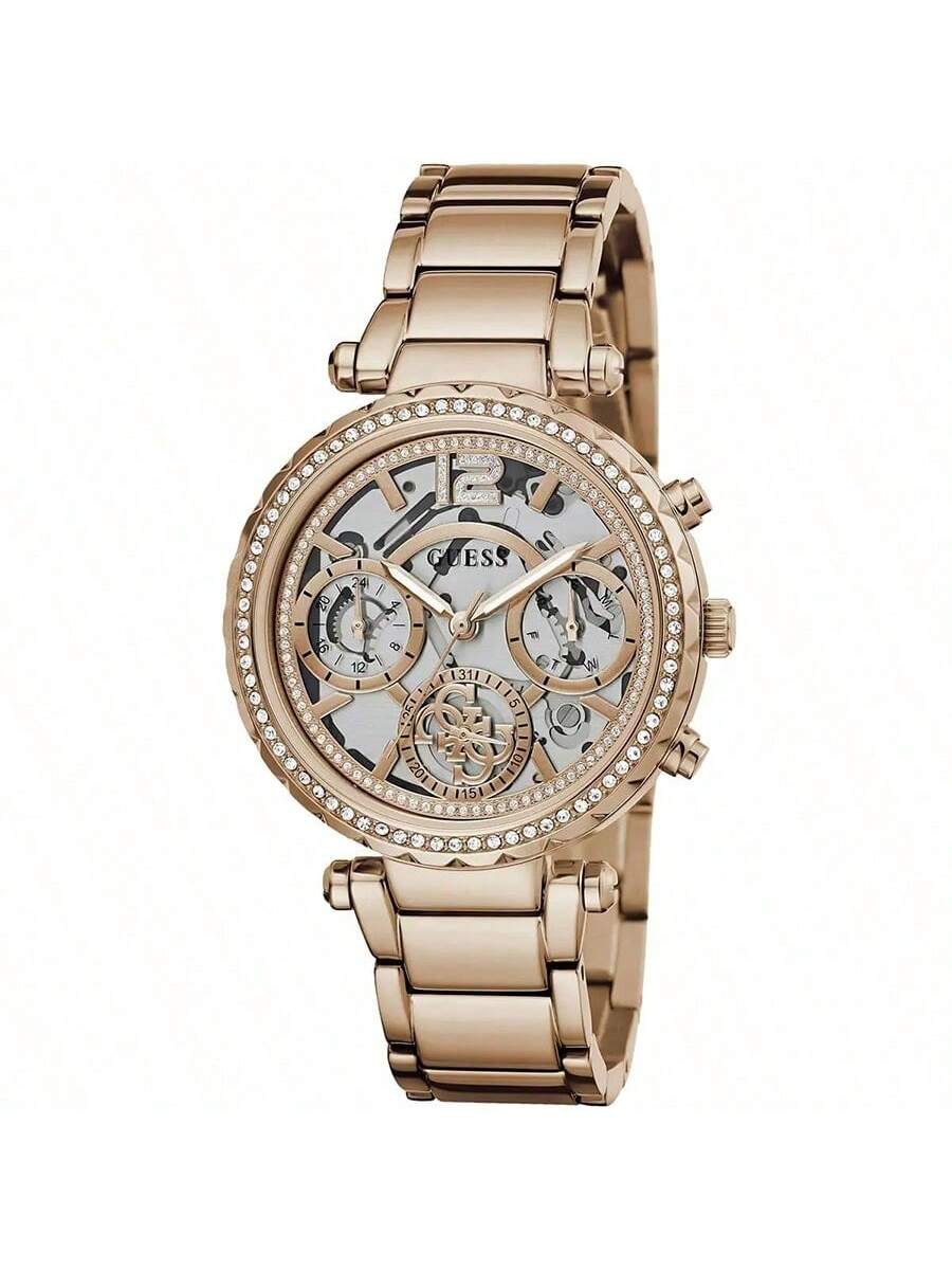 Женские серебристые многофункциональные часы Guess GW0403L3 коричный