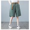Summer Women's Shorts Plus Size Loose Casual Pant Wide-legged Trousers with Belt