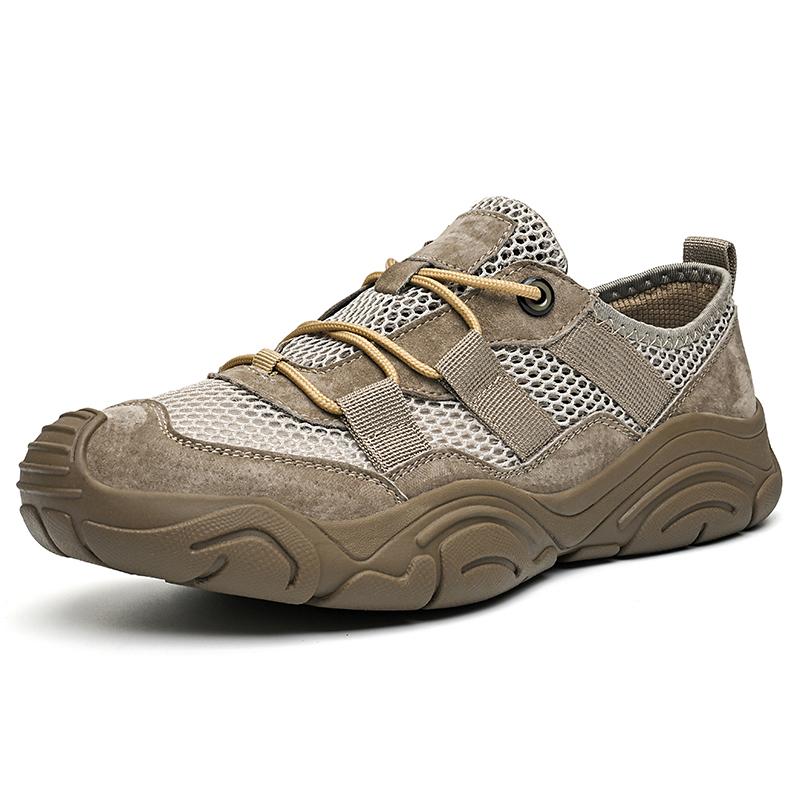 Fashion Classic Handmade Mens Summer Mesh Flats Anti-collision Toe Comfortable Beach Shoes Men Non-Slip Shoes New All-match Male Sandals