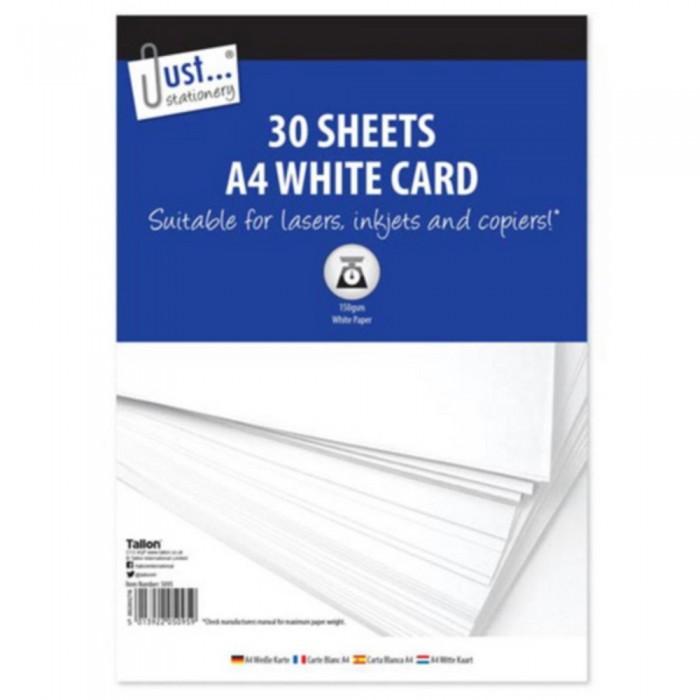 Apenas papelaria 30 x 150 folhas GSM A4 cartões brancos pacote de 30 Pack Of 30 branco