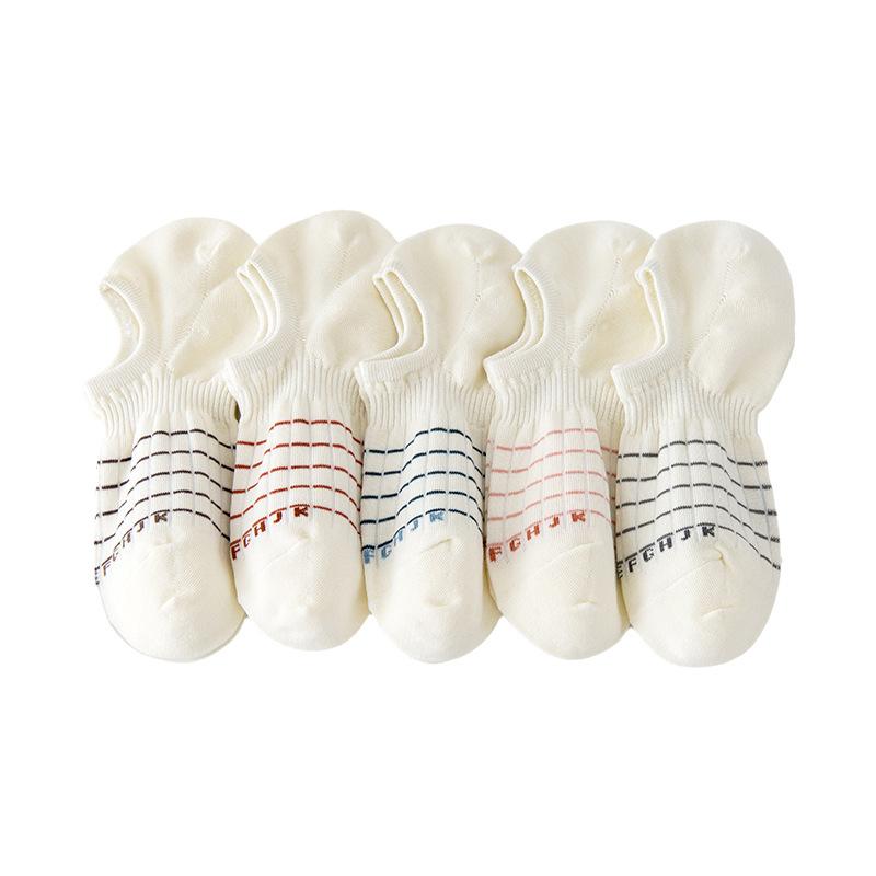 Striped Women's Non-falling Socks Go Well with Summer Thin Cotton Socks, Casual Women's Boat Socks, Low-top Shallow Invisible Socks