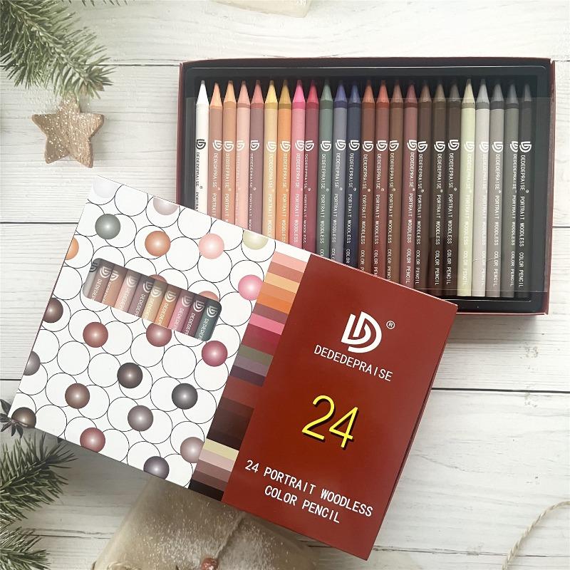 

24-color Wood-free Watercolor Stick Water-soluble Oil-based Colored Pencil Art Painting Graffiti Watercolor Creation Crayons