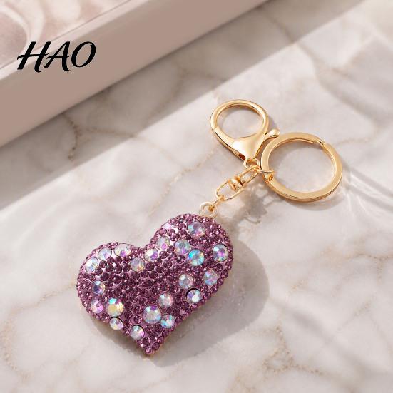 Sparkling Key Ring Rhinestone Love Heart Keychain , Zinc Alloy Car Pendant Ring, Handbags Backpacks Purse Charm Accessory, Gift for Women Decorative