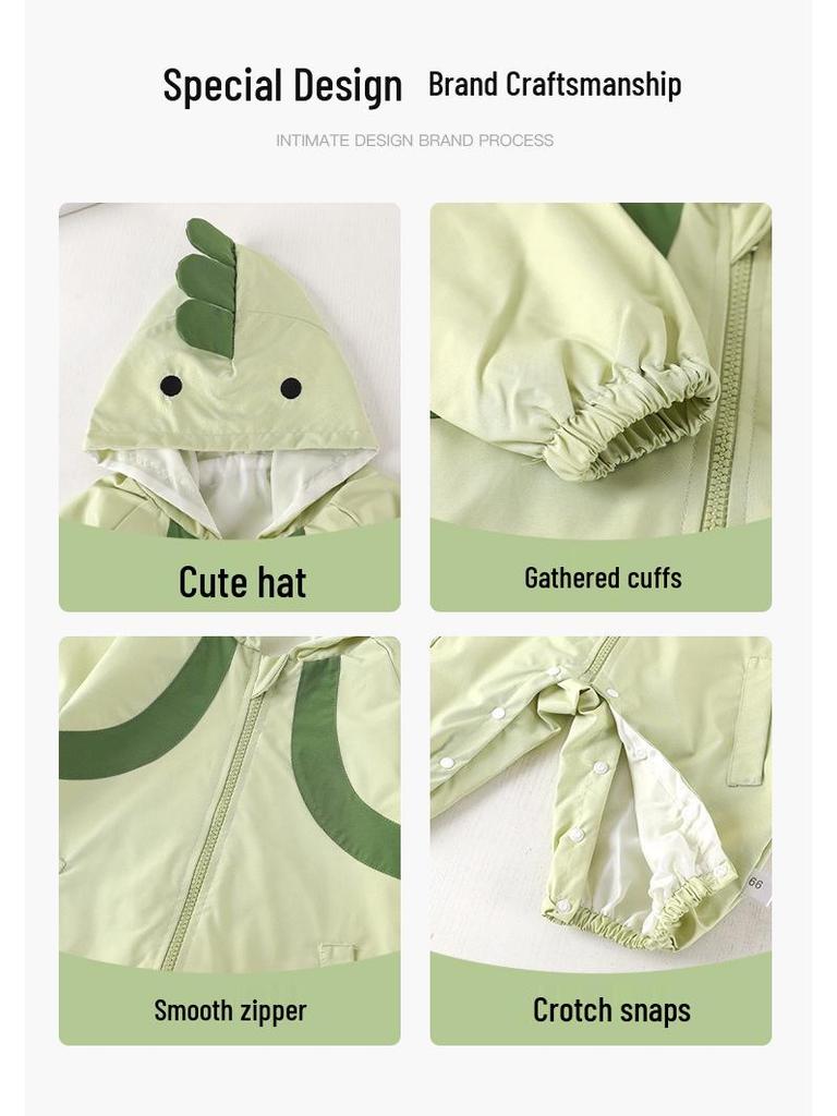 Spring & Autumn Baby Hooded Windbreaker Jacket - Long Sleeve Onesie for Newborns
