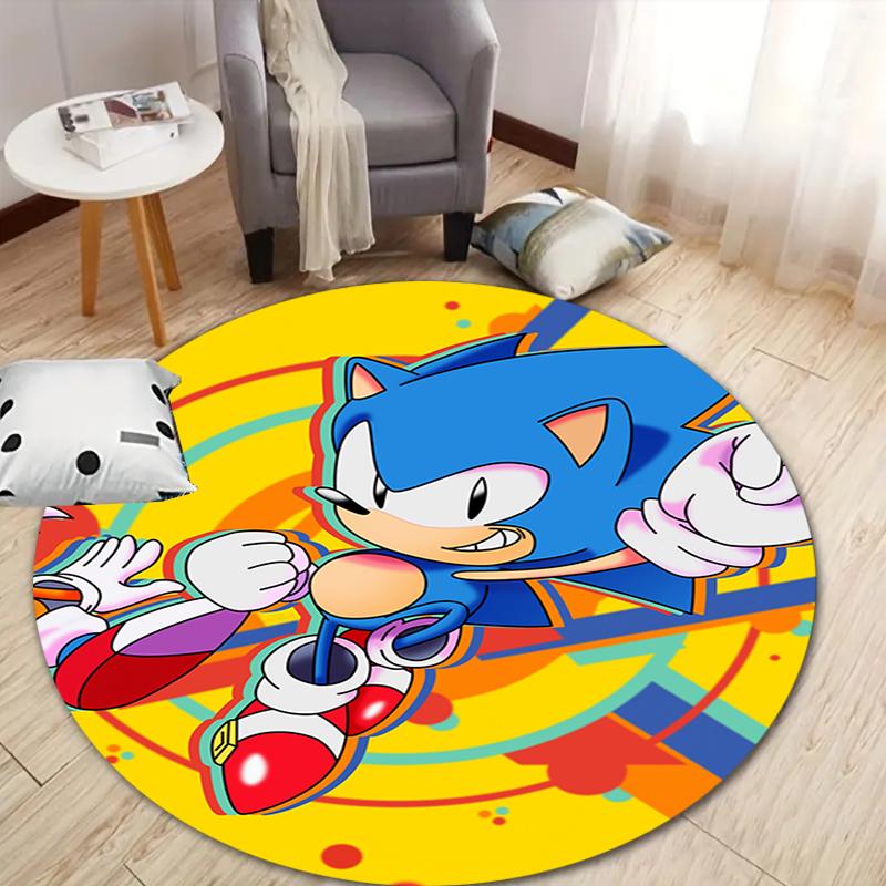 Sonic Printed Chair Rug for Home Office Use, Living Room Kitchen Game Room Round Carpet