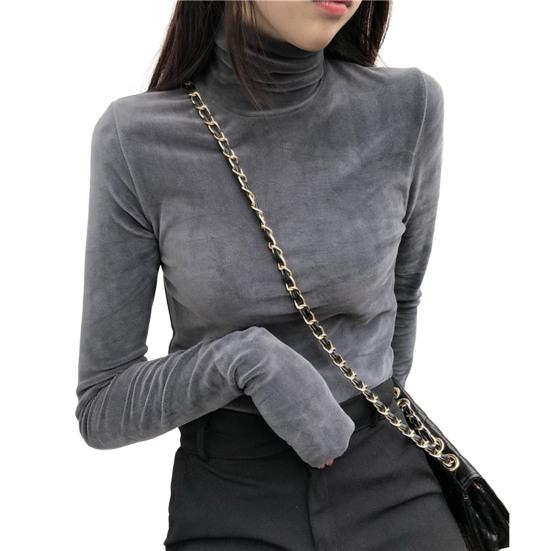 Dámská halenka Jednobarevný rolák s dlouhým rukávem Slim Fit Studený pulovr Podzim Zima Plyš Tričko Dojíždění Tričko Spodní část Košile Streetwear