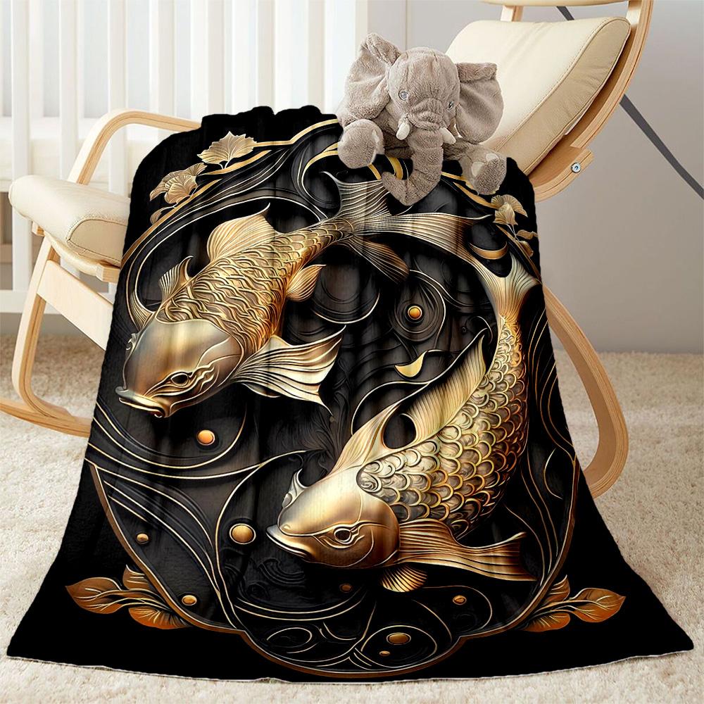 Koi Fish Blanket Soft & Cozy Suitable for Bedding Picnics Bed Four Seasons Universal Modern Style Suitable for Gifting Relatives and Friends
