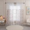 Rod Pocket Design Semi Sheer Curtain Easy Installation Wheat Embroidered Voile Drape Light Filtering for Home Decors