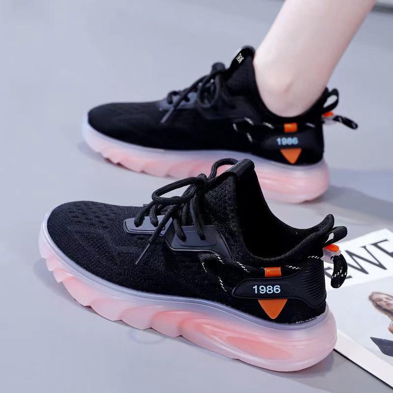 Ladies Summer Female Mesh Student Lightweight Versatile Soft-soled Women's Shoes Flying Woven Mesh Shoes Sports Breathable and Comfortable