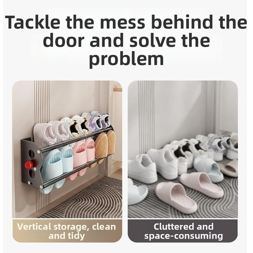 Expandable Magnetic Slipper Rack No Drill Bathroom Slipper Holder Behind Entry Door