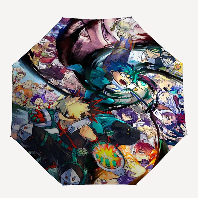 1pc My Hero Academia Boku No Hero Academia Outdoor Umbrella Automatic Opening and Closing Umbrella Portable Three-Fold Design with 8 Iron Ribs Suitabl