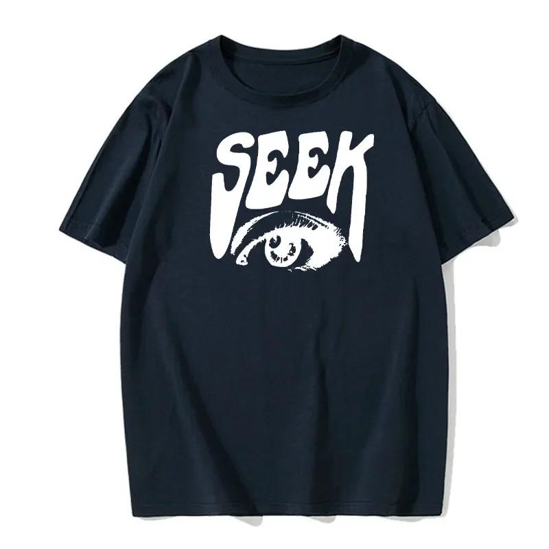 Seek Anticipated Gaze Printing T-Shirts Men Soft Loose Tshirs Breathable Summer Street Hip Hop T-Shirts Cotton Loose Tee Clothes