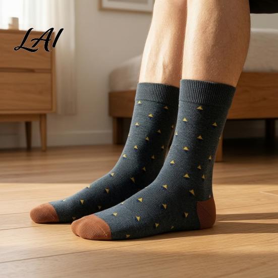 Everyday Cotton Crew Socks Men Argyle Socks Plus Size Colorful Striped Thick Dress Thickened Autumn Winter for Cold Weather Comfortable Non Binding