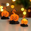 Lighted Halloween Props LED Candle Light Figurine, Bat Tombstone Glowing Tabletop Ornament, Warm Spooky Gothic Decoration Pumpkin Decor Prop