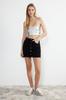 Women's Fashion Black Basic High Waist Mini Denim Skirt