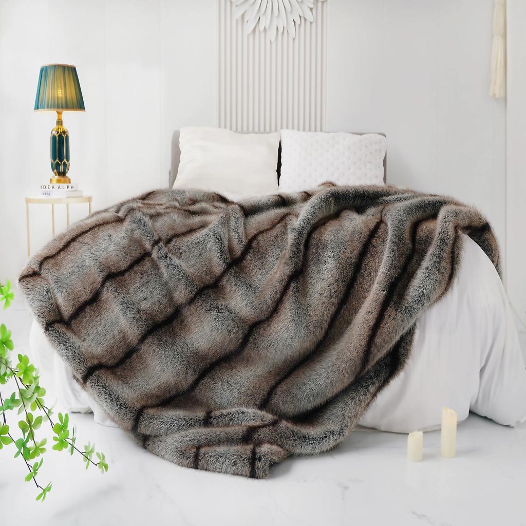 Luxury Faux Fur Blanket High-end Bed Fox Fur Blankets For Beds Plaid on The Sofa Cover Decoration Home Blankets And Throws