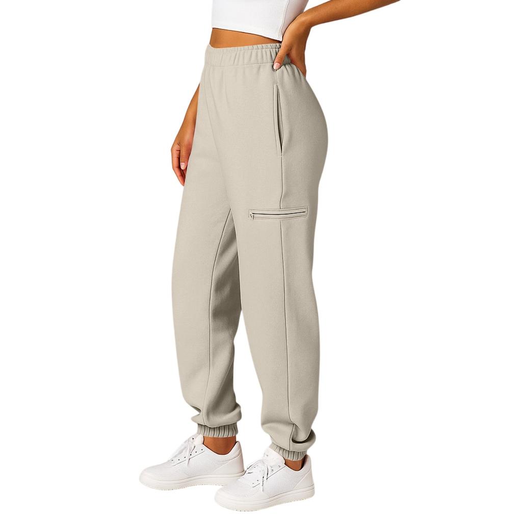 Women's And Men's Sports Pants With Pockets Fashionable Solid Color Elastic High Waisted  Casual Sweatpants Pants