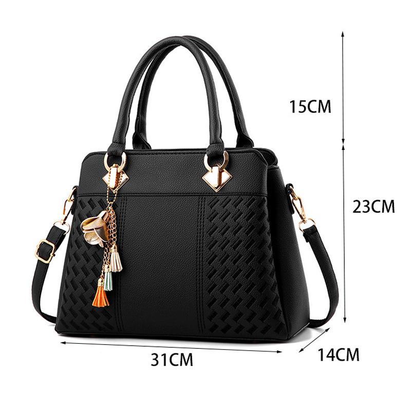 Fashion Women Handbags Tassel PU Leather Totes Bag Top-handle Embroidery Crossbody Bag Shoulder Bag Lady Simple Style Hand Bags