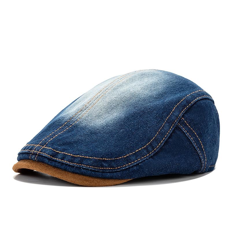 

Vintage Denim Peaked Cap Newsboy Cap темно-синього кольору