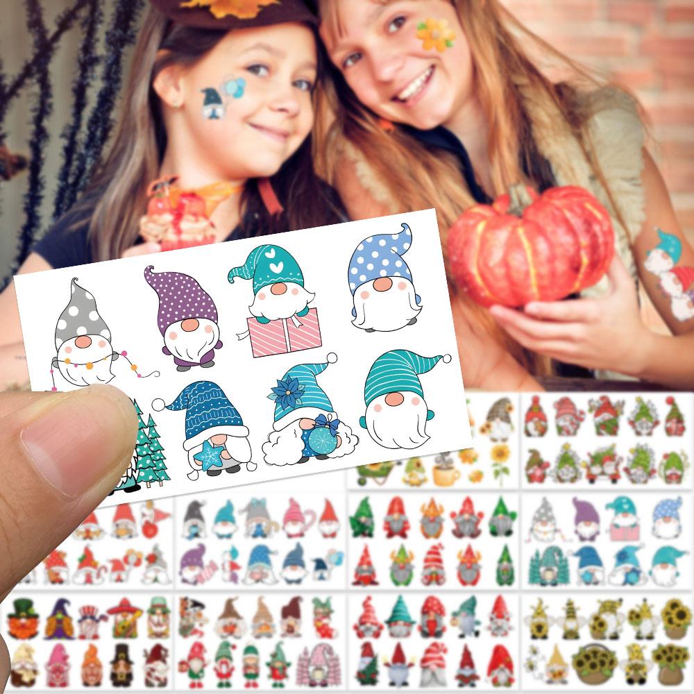 10sheets Cartoon Garden Elf Tattoo Stickers For Hand Face Body Temporary Decorative Tattoo Stickers Kids Festival Party Supplies