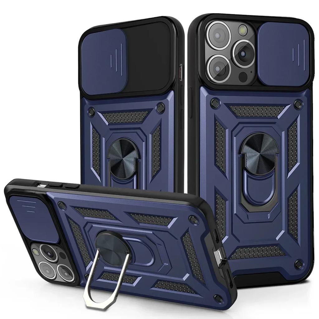 Cases For iPhone 16 15 14 13 12 11 Pro Max Plus Mini XR 8 7 Plus SE Shockproof Armor Slide Camera Lens Protection Cover