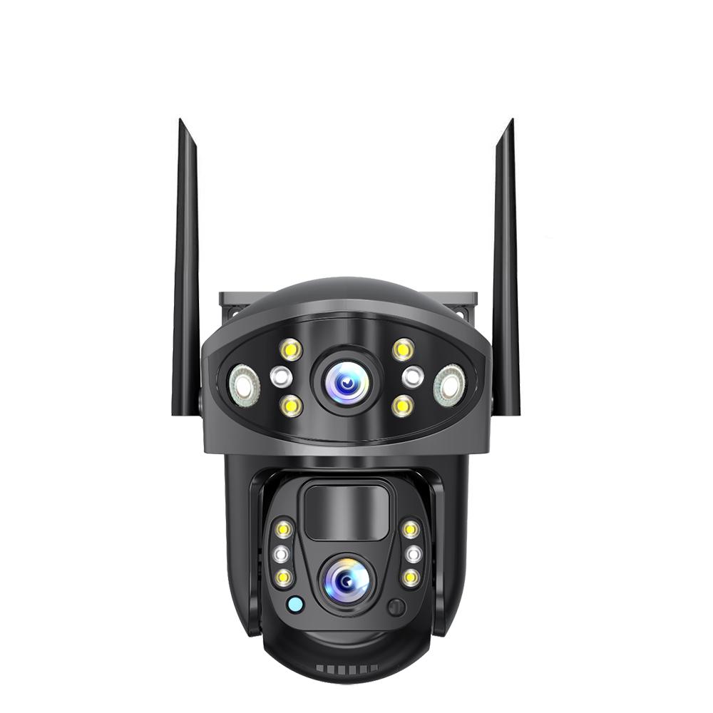 Dual Lens Solar Security Camera, 4G/WiFi Outdoor Monitor with Night Vision, HD Rechargeable PIR Surveillance System