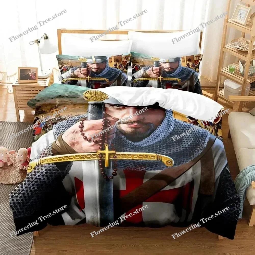 3D Print Christian Knights Templar Bedding Set Duvet Cover Bed Set Quilt Cover Pillowcase Comforter King Queen Size Boys Adult