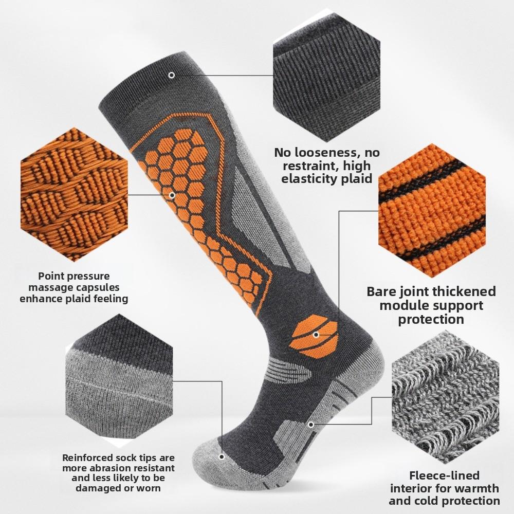 Weiches dickeres Design Skisocken Warm Hohelastisch Sportsocken Kniehoch Feuchtigkeitsableitend Outdoor Wandersocken Outdoor Sportarten