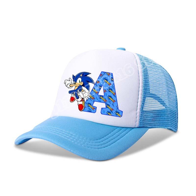 Child Baseball Caps Sonics Anime Letter A-Z Print Sun Hats Boys Girls Summer Casual Hat Child Adult Adjustable Peaked Cap Gifts