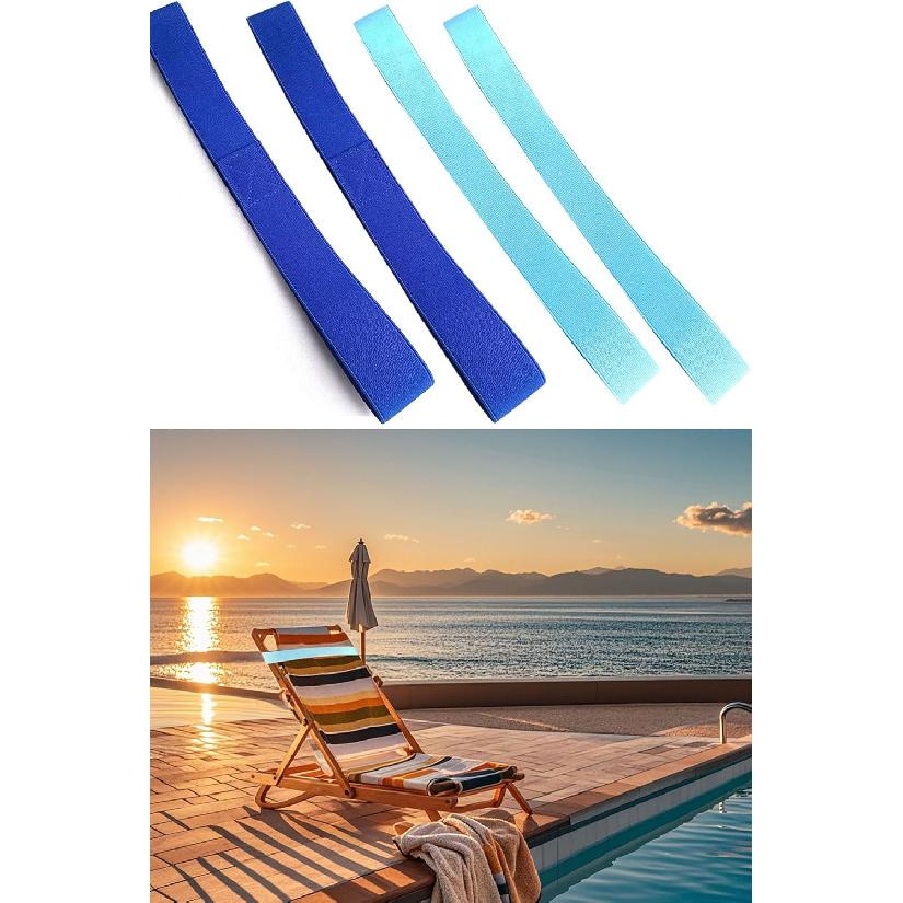Towel Bands for Beach Chair Towel Chair Clips for Beach, Pool & Cruise Chairs (Blue)