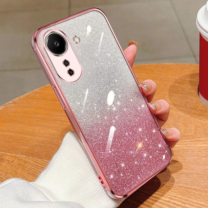 Fashion Plating Gradient Glitter Case pro Xiaomi Mi 14 13 Pro 12 11 Lite 11T Redmi Note 12 Pro 12S 11 11S silikonový zadní kryt
