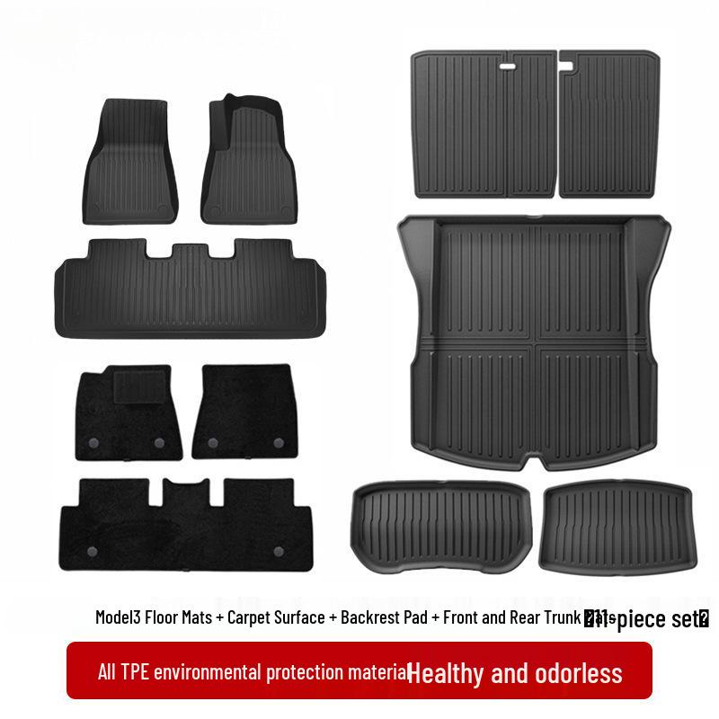 Right-Hand Drive Tesla Model Y/3 Refresh Foot Pad Carpet for Hong Kong - Front & Rear Trunk