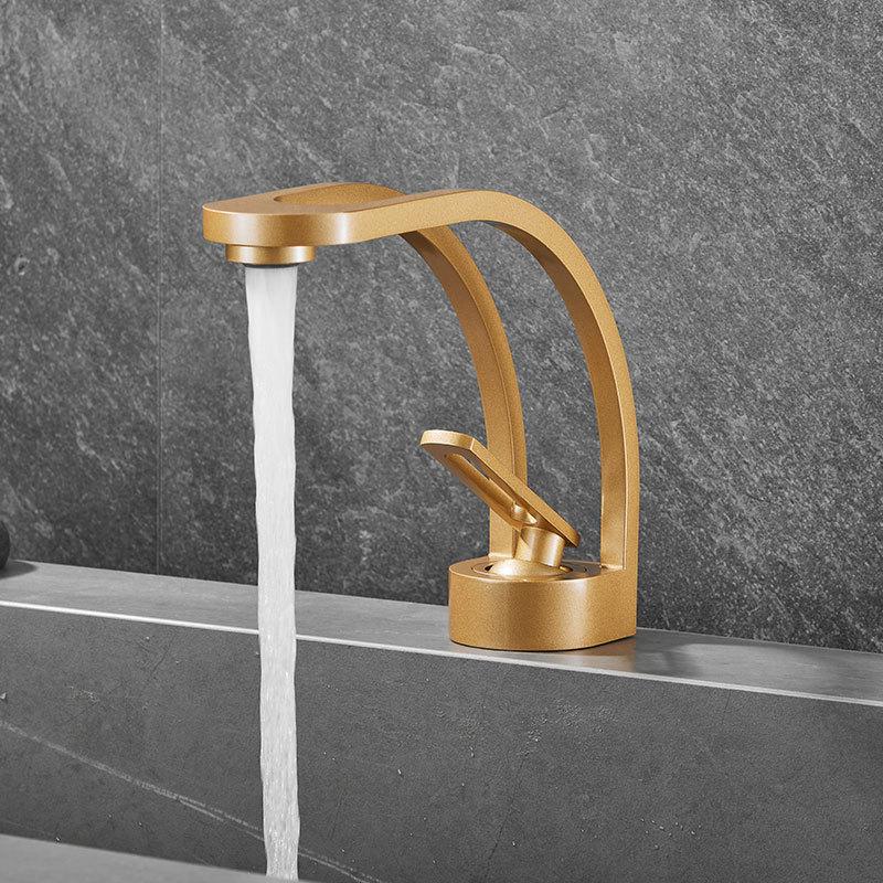 Creative All Copper Bathroom Faucet with Hollow out Design - Dual Use Hot And Cold Minimalist Washbasin for Home And Cabinet Dec