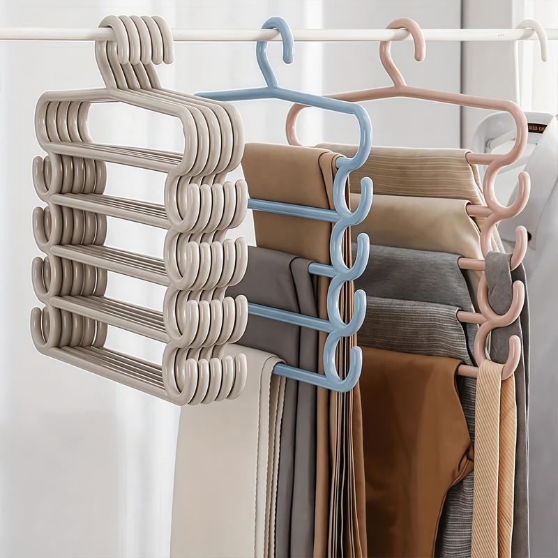 5-layer Multifunctional Pants Storage Rack with 8 Hooks. Storage of Household Clothes, Scarves, and Towels To Save Space