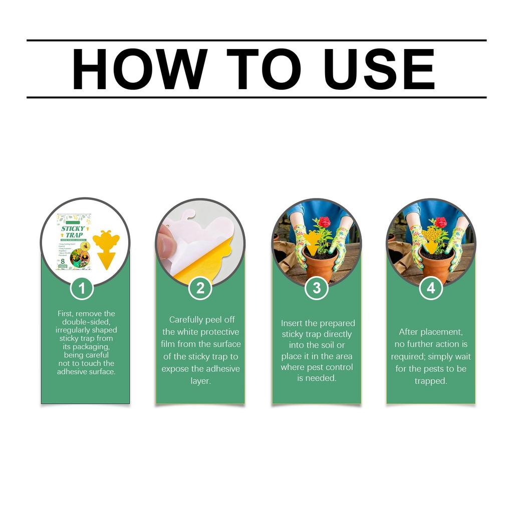 8 Pcs Sticky Trap For Gnat Yellow Stick Traps For Plants, Fungus Gnat Traps Double Side With Shovel, Indoor Safe For Gnat, Fruit Fly