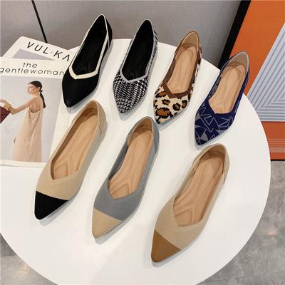 Woven Shoes Spring and Autumn Fly-woven Light Mouth Flat Bottom Soft Sole Pointed Single Shoes Women