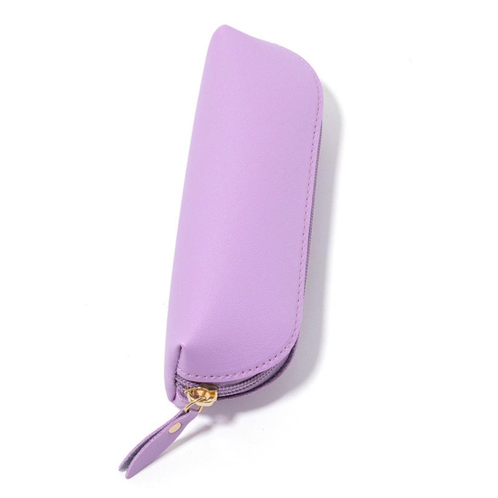 Mini Pencil Case Bag Fashion Makeup Bag Eyebrow Brush Storage Bag Premium Faux Leather Zipper Pencil Bags Simple Stationery Box
