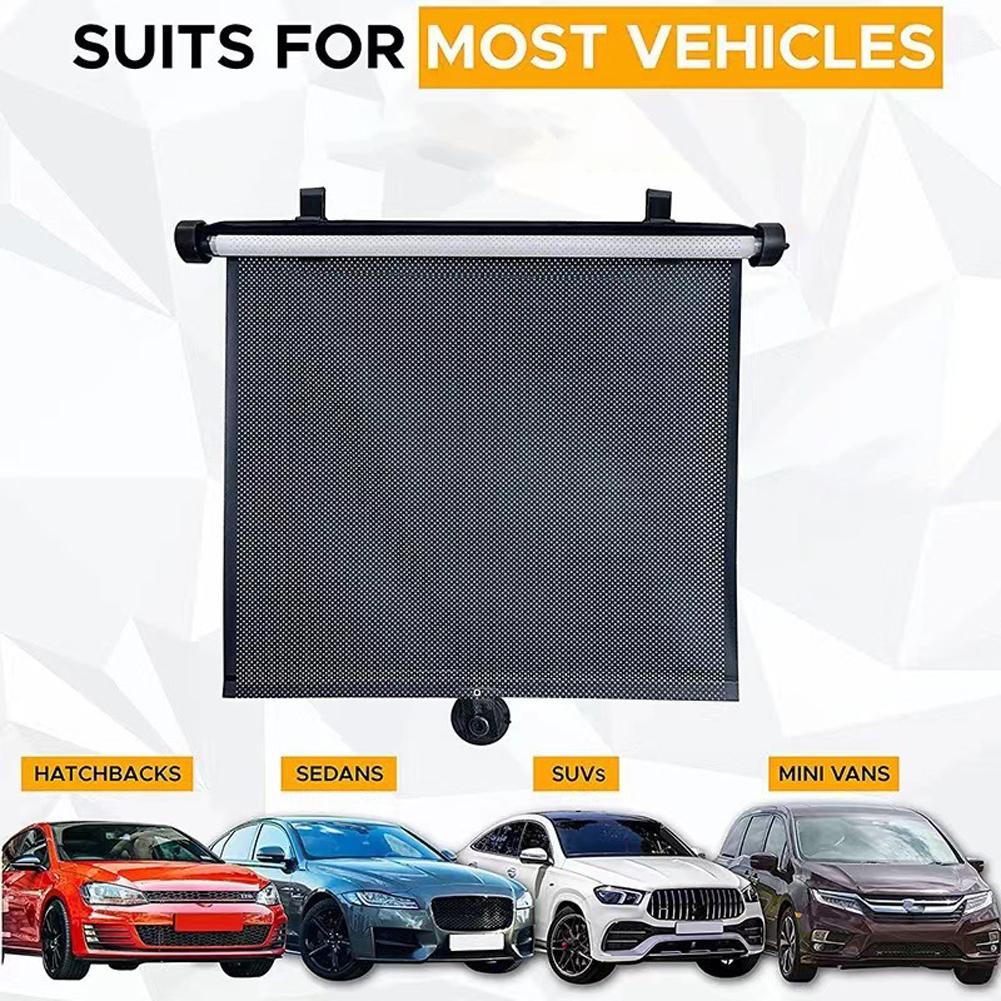 2Pcs Side Window Cover 15 Inch Heat-Insulating Side Window Curtain Press Button Roll Up Mesh Summer Heat Insulation Glass Shade