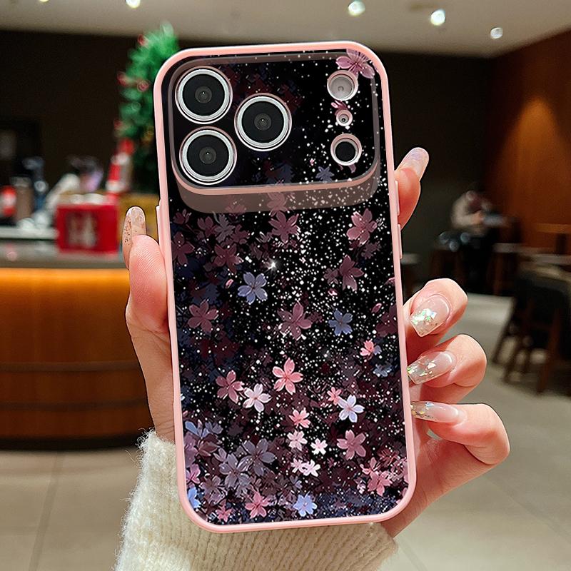 Magnetic For Magsafe Case For iPhone 17 Pro Max Starry Sky Cherry Blossom Pattern Skin Feeling Cover For iPhone 16 15 14 13 Pro Max