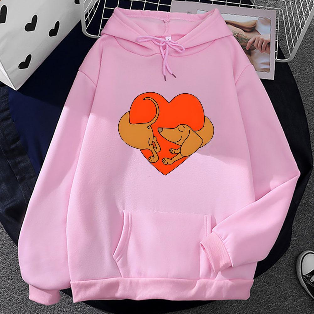 Dachshund Heart Funny Graphic Hoodie Fashion Design Autumn Winter Men Women Sweatshirt Fleece Oversized Couples Casual Hoodies