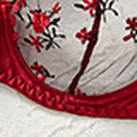 European-American Sexy Lingerie: Red Velvet Rose Embroidered Push-Up Bra & Panty Set