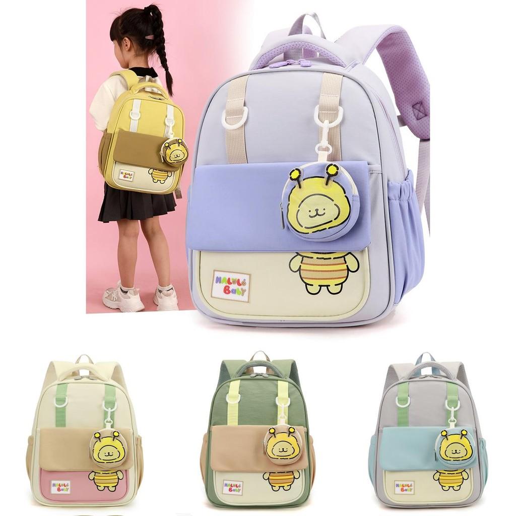Childrens Bee Pattern Cartoon Backpack With Curved Shoulder Straps For School And Kindergarten