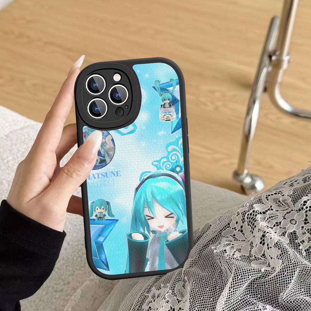 Kawaii H-Hatsune Miku Phone Case For IPhone 16 15 14 13 12 11 Pro Max Plus Leather Soft Cover