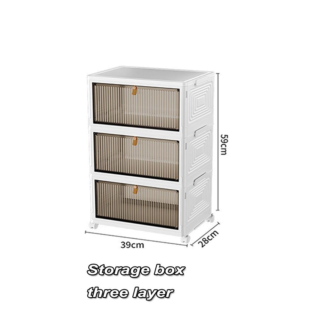 Plastic Bins 4 Tier Plastic Storage Stackable with Wheels Collapsible Storage Bins Closet Organizers for Living Room Office
